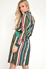 Green Chain Print Shirt Dress - Cabela-Dresses