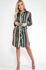 Green Chain Print Shirt Dress - Cabela-Dresses
