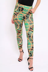 Green Chain Print Trousers - Donika-Trousers