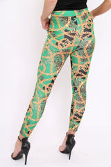 Green Chain Print Trousers - Donika-Trousers