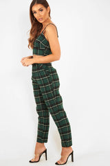 Green Check Bralet And Belted Trouser Co-ord - Brilyn-Co-ords