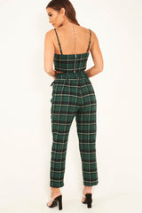 Green Check Bralet And Belted Trouser Co-ord - Brilyn-Co-ords