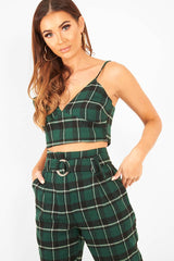 Green Check Bralet And Belted Trouser Co-ord - Brilyn-Co-ords