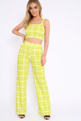 Green Checked Crop Top and Trousers Co-ord Set - Kimmy-Co-ords