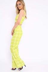 Green Checked Crop Top and Trousers Co-ord Set - Kimmy-Co-ords