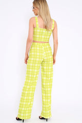 Green Checked Crop Top and Trousers Co-ord Set - Kimmy-Co-ords