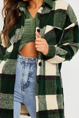 Green Checked Wool Blend Oversized Shacket - Ronni-Shacket