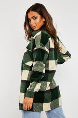 Green Checked Wool Blend Oversized Shacket - Ronni-Shacket