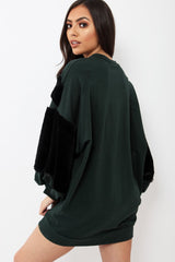 Green Chevron Fur Jumper Dress - Esme-Dresses