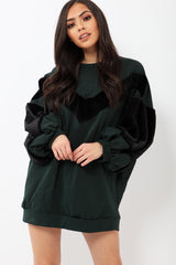 Green Chevron Fur Jumper Dress - Esme-Dresses