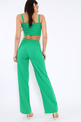 Green Crop Top and Trousers Co-ord Set - Kimmy-Co-ords