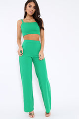 Green Crop Top and Trousers Co-ord Set - Kimmy-Co-ords