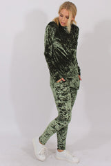 Green Crushed Velvet Tracksuit - Romy-Tracksuits