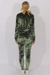 Green Crushed Velvet Tracksuit - Romy-Tracksuits