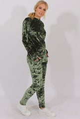 Green Crushed Velvet Tracksuit - Romy-Tracksuits