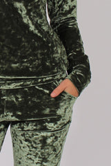 Green Crushed Velvet Tracksuit - Romy-Tracksuits