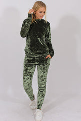 Green Crushed Velvet Tracksuit - Romy-Tracksuits