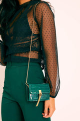 Green Faux Croc Box Bag - Jerilynn-Bags