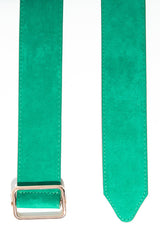 Green Faux Suede Gold Buckle Wide Belt - Tammie-Belts