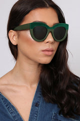Green Faux Suede Top Retro Sunglasses - Devan-Sunglasses