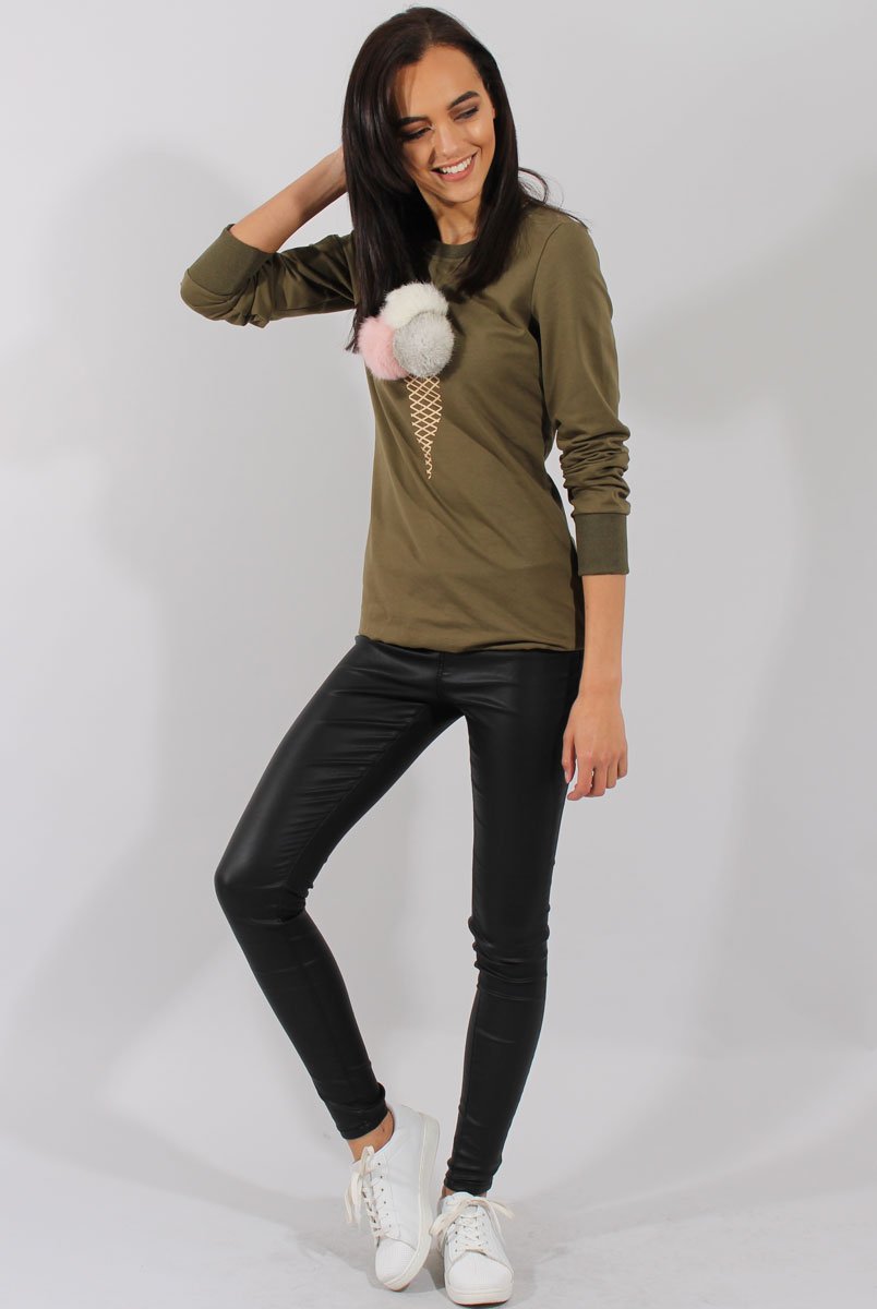 Green Fluffy Ice Cream Jumper - Noella-Jumper