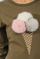 Green Fluffy Ice Cream Jumper - Noella-Jumper