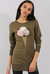 Green Fluffy Ice Cream Jumper - Noella-Jumper