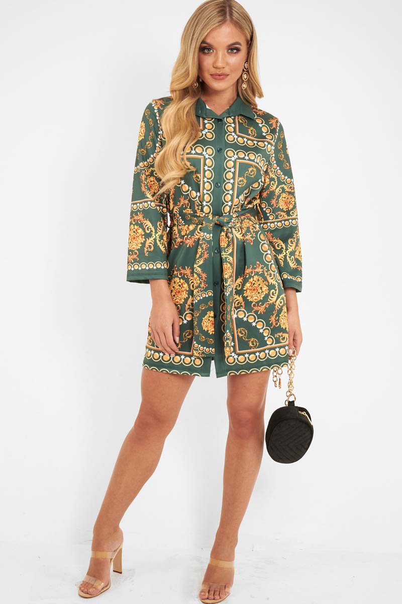 gold chain print dress AKIRA Stand Out Chain Mini Dress | Black