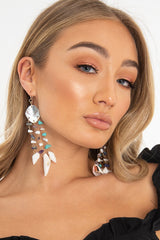 Green Gold Drop Shell Detail Earrings - Claira-Jewellery