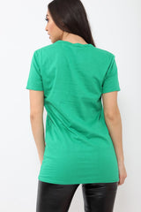Green Guilty Slogan T-shirt - Ava-Tops