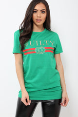 Green Guilty Slogan T-shirt - Ava-Tops