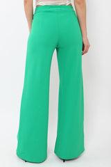 Green High Waisted Flare Trousers - Kym-Trousers