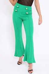 Green Kick Flare Pants - Rita-Trousers
