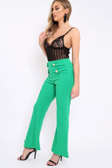 Green Kick Flare Pants - Rita-Trousers