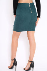 Green Lace Up Suedette Skirt - Jenna-Skirts