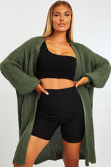 Green Longline Knit Cardigan - Abbie-Cardigans