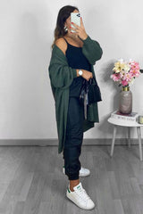 Green Longline Knit Cardigan - Abbie-Cardigans