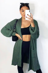 Green Longline Knit Cardigan - Abbie-Cardigans