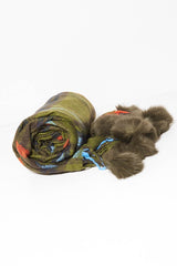 Green Orange Blue Tartan Pom-Pom Scarf - Aayat-Scarf