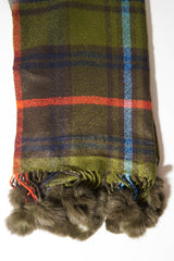 Green Orange Blue Tartan Pom-Pom Scarf - Aayat-Scarf