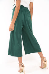 Green Paper Bag Waist Culottes - Eris-Trousers