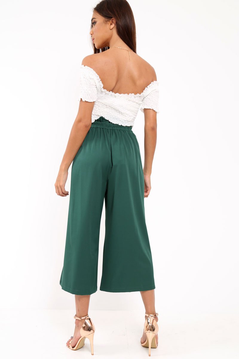 Green Paper Bag Waist Culottes - Eris-Trousers
