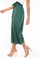 Green Paper Bag Waist Culottes - Eris-Trousers