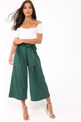 Green Paper Bag Waist Culottes - Eris-Trousers