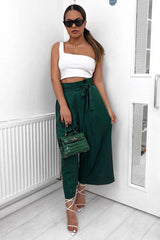 Green Paper Bag Waist Culottes - Eris-Trousers