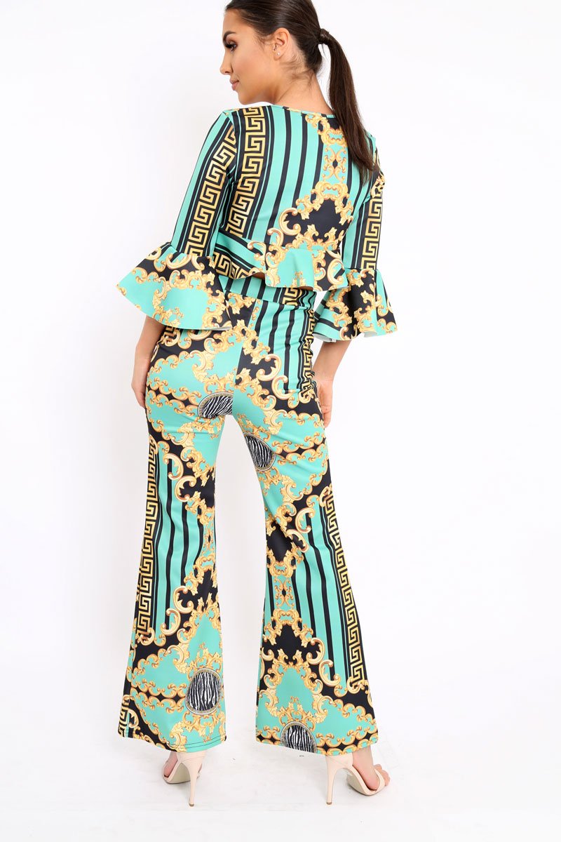 Green Pattern Print Co-ord -Hasna-Co-ords