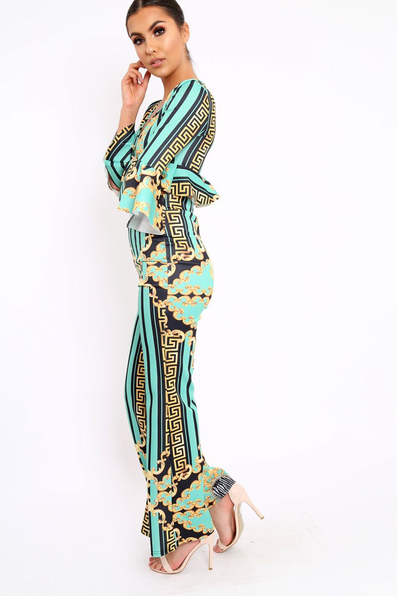 Green Pattern Print Co-ord -Hasna-Co-ords
