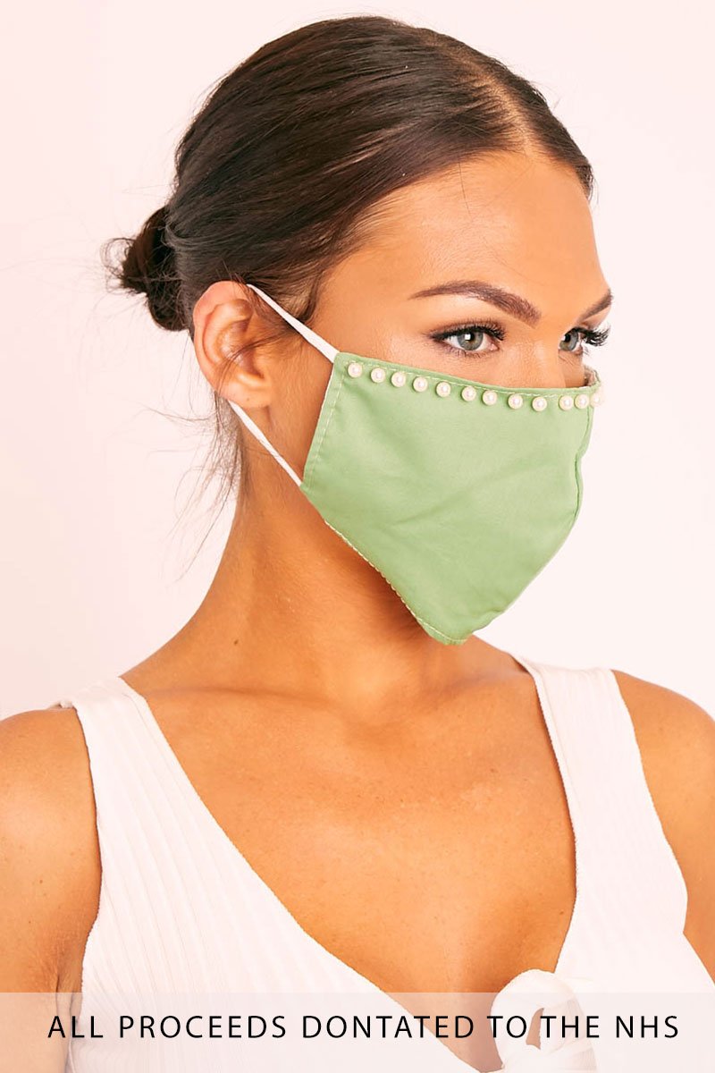 Green Pearl Detail Face Mask - Lula-Mask