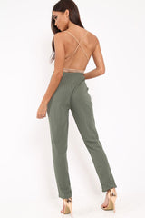 Green Pinstripe Tapered Trousers - Paighton-Trousers