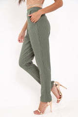Green Pinstripe Tapered Trousers - Paighton-Trousers